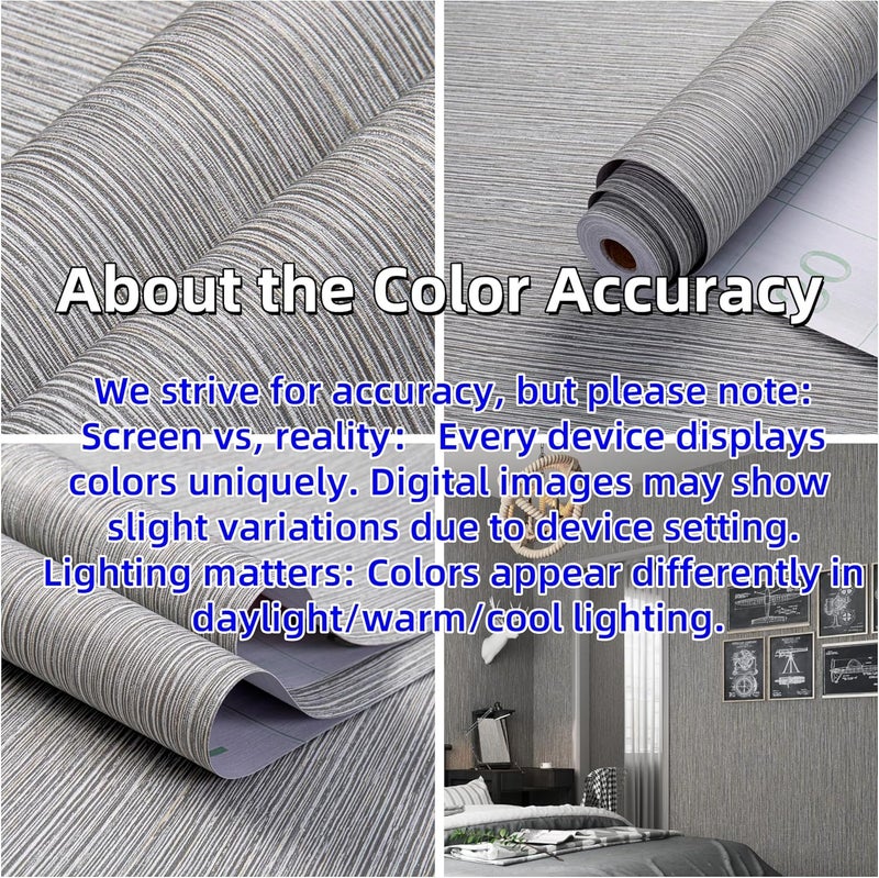Haimin Grasscloth Wallpaper Textured 24in X 393in Fabric Contact Paper Brown Wall Paper Textured Linen Wallpaper Peel and Stick Self-Adhesive Thick Vinyl Embossed Film Wallpaper (Gray Brown) - Image 3